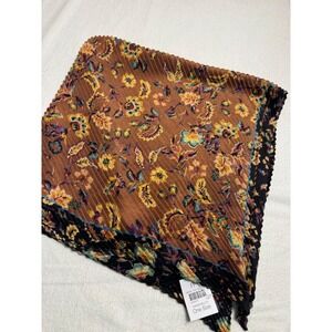 J. Jill Scarf Womens One Size Rust Multi Floral Sunburst Pleated Recycled New
